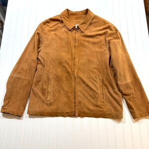 Vintage Bod Christensen Suede Jacket Cognac Brown Leather Full Zip Bomber 48